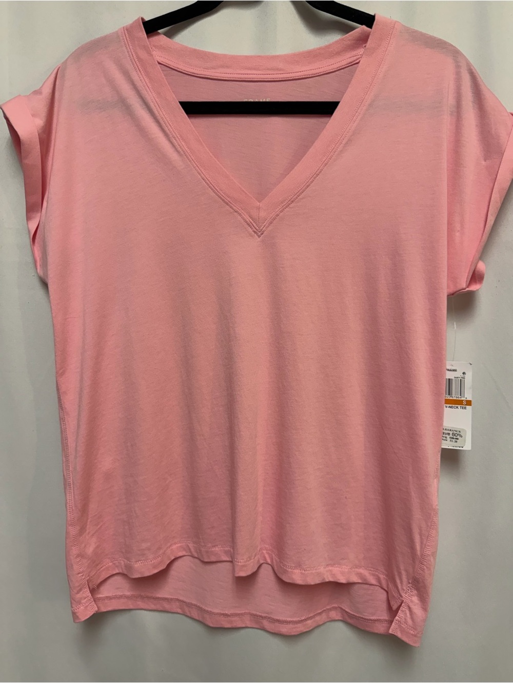 Frame Denim Easy V Neck Tee In Dusty Pink Size S NWT